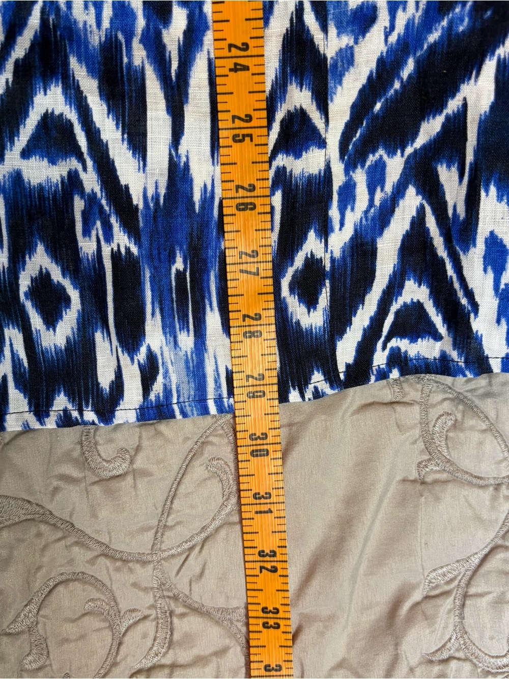 Chico's Shirt Sz 2 Large Linen Women’s Blue/White Ikat Abstract 100% Linen Tunic - Picture 4 of 11